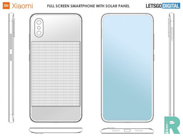 Xiaomi получила патент на безрамочный смартфон с солнечной батареей